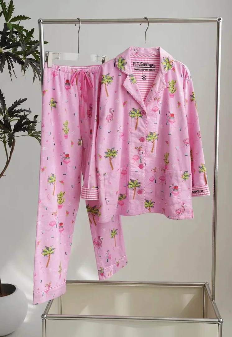 【P.J.S-自由火烈鸟】小众设计师新款纯棉潮牌可外穿保暖睡衣居家服