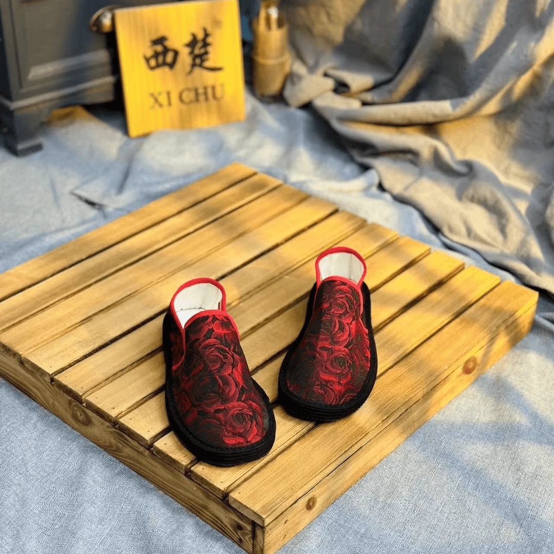 西楚【红玫瑰】中国风透气舒适养脚纯手工千层底布鞋民族风女鞋