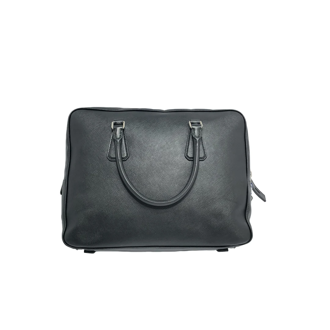 95新 Prada/普拉达 黑皮手提公文包/3335号男士时尚休闲百搭黑色