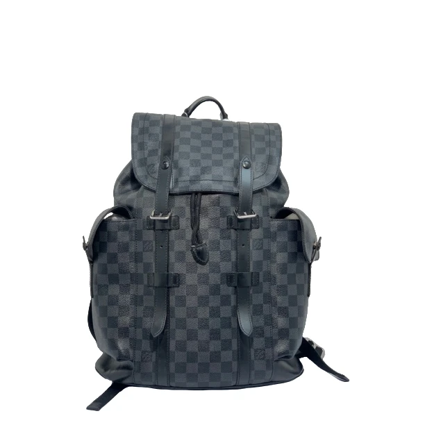 95新 LouisVuitton/路易威登 黑棋盘格双肩包/2911号男士时尚休闲