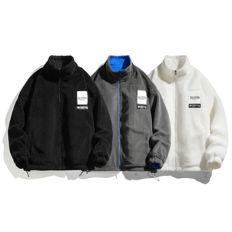 太子岁男装秋冬季双面穿羊羔绒时尚潮流百搭立领夹克男士外套6902