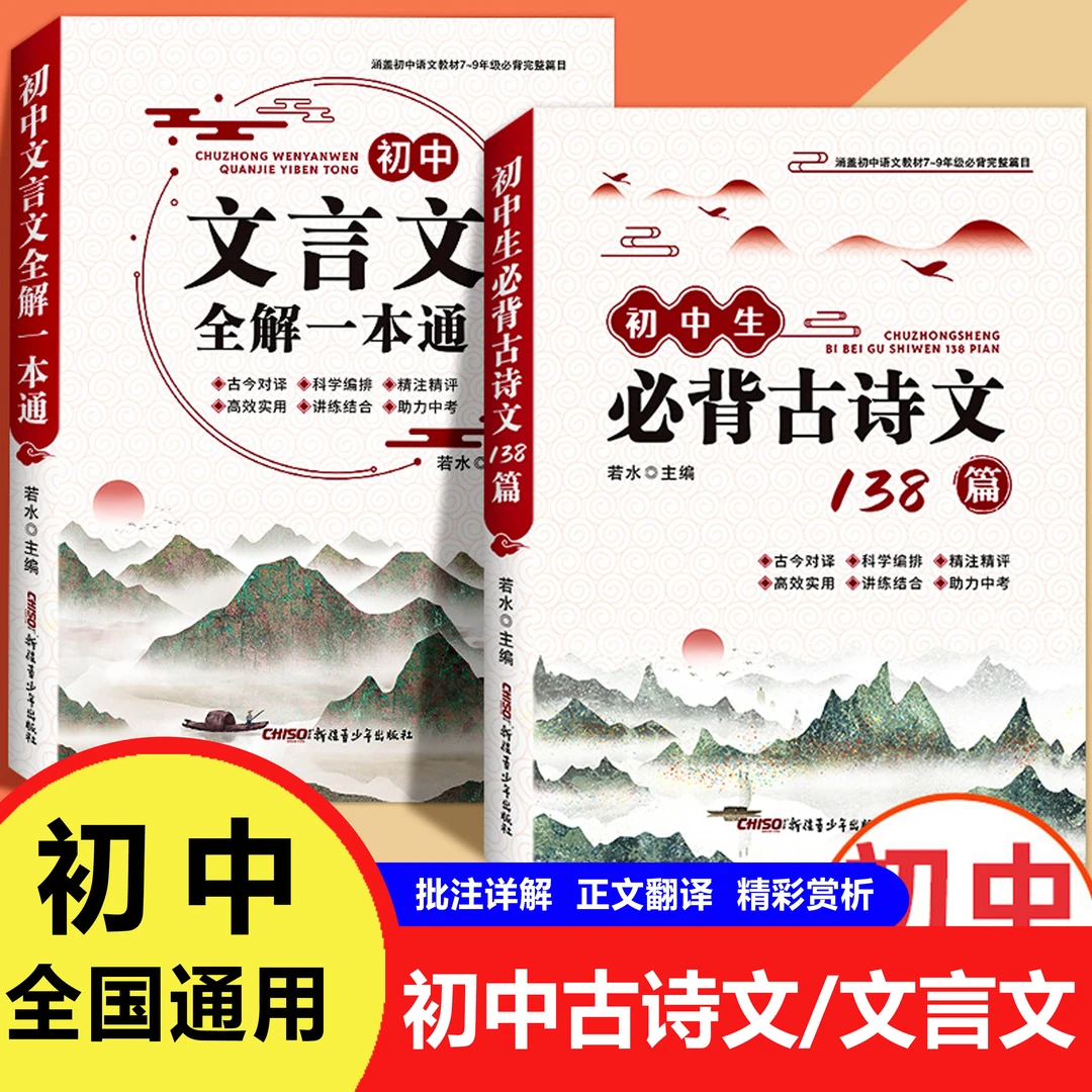 2024新版初中生必背古诗文138篇文言文赏析全解一本通7-9年级中考