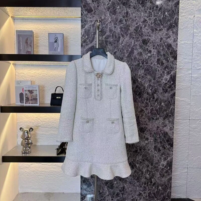 【CENFUN】圆领气质收腰高级感法式重磅小香风连衣裙E031232