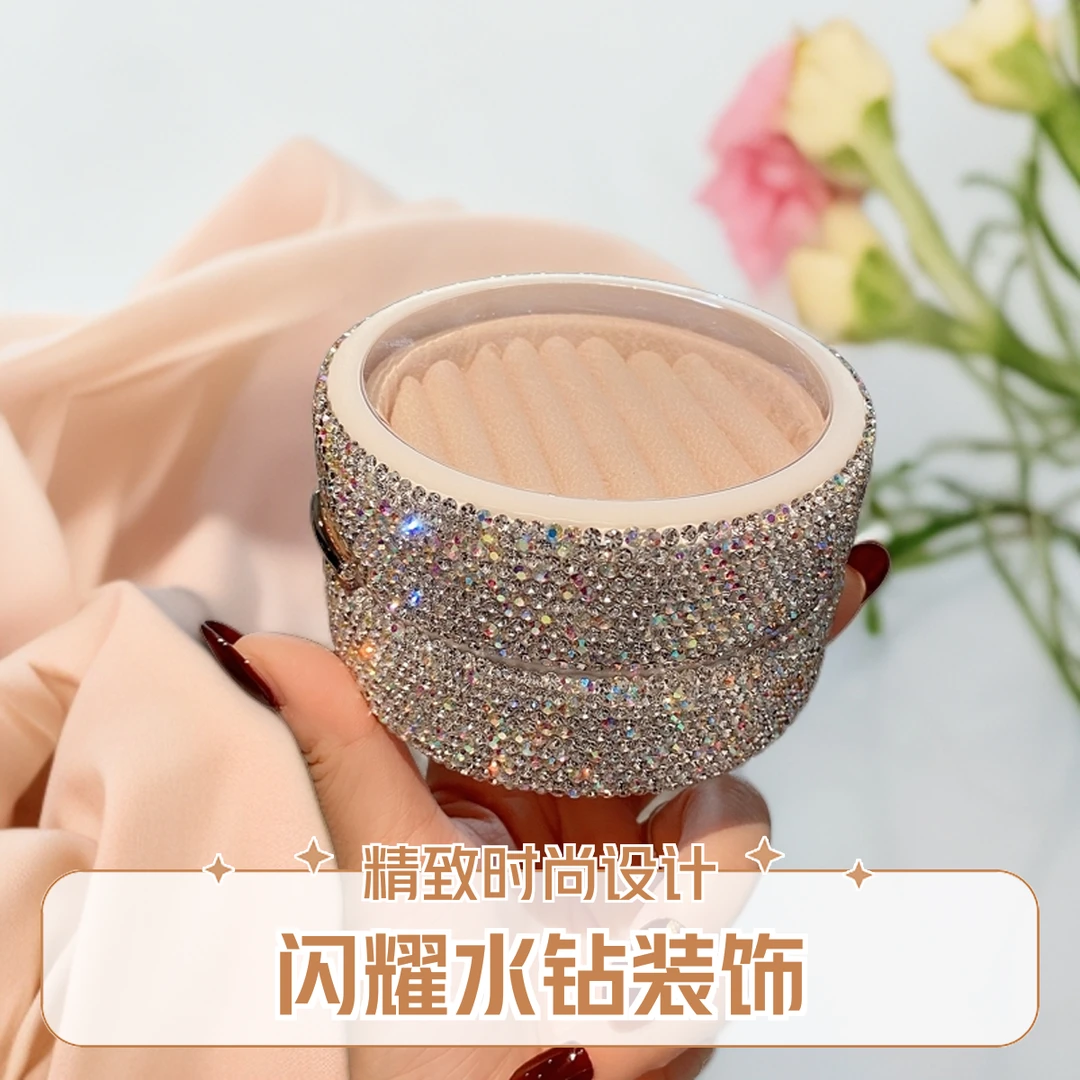 轻奢韩版戒指家庭收纳用具满钻爆款便携首饰马卡龙迷你多层收纳盒