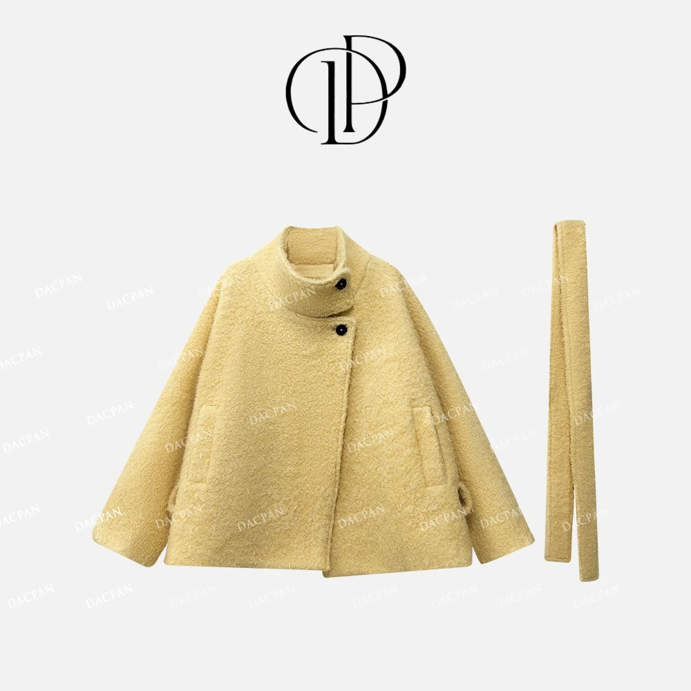 DACPAN-“漫游香舍”毛呢花纱圈系腰带短款外套 2024/盼•PP CPA370