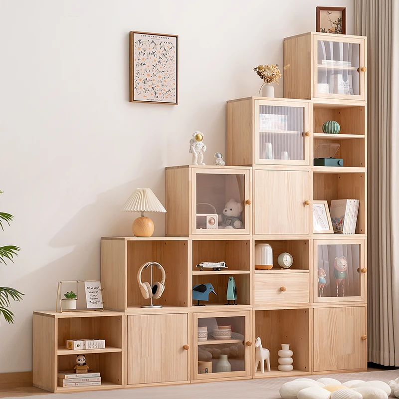 实木书架落地置物架书柜子自由组合家用儿童客厅简易杂物卧室靠墙