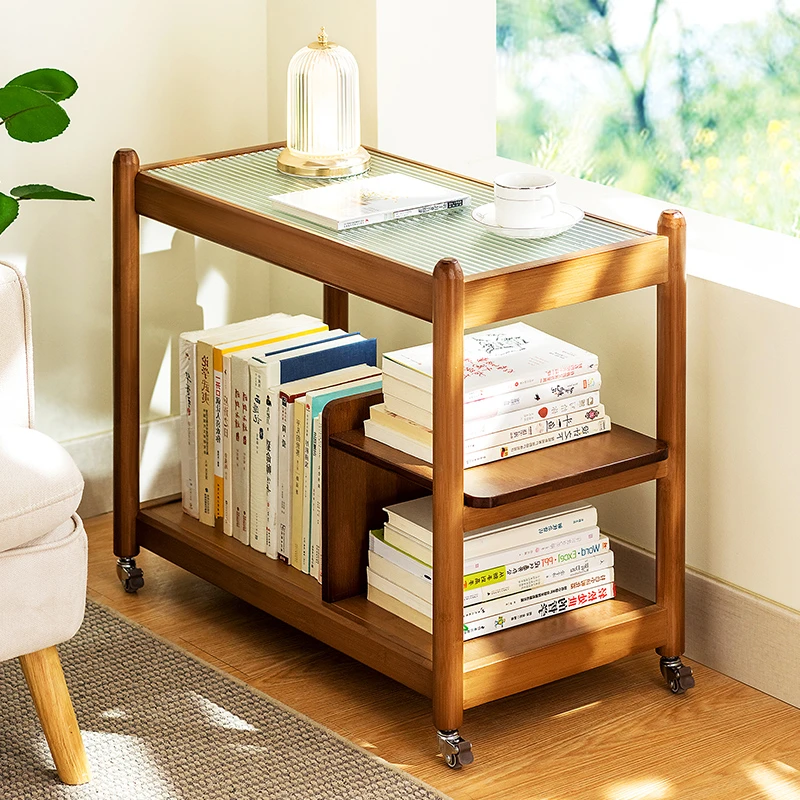 可移动书架置物架落地书柜子家用儿童简易多层客厅收纳靠墙边实木