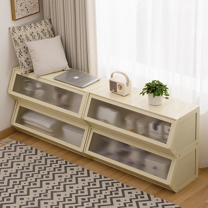 飘窗柜阳台储物柜子防晒靠墙一体榻榻米杂物收纳柜置物架空间利用