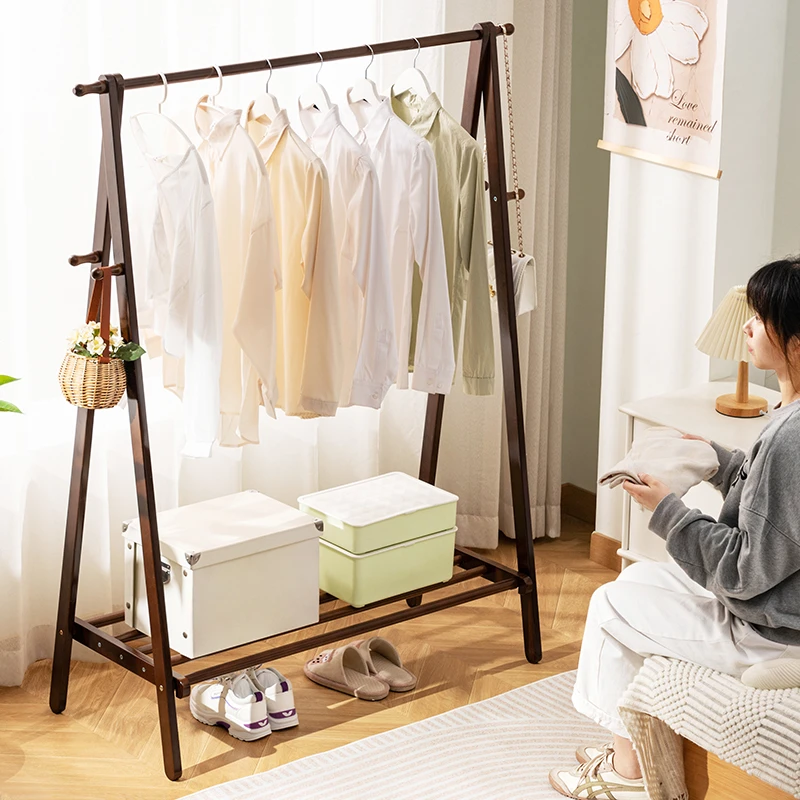 挂衣架落地式卧室衣帽架置物家用简易开放衣柜床头晚上放衣服神器