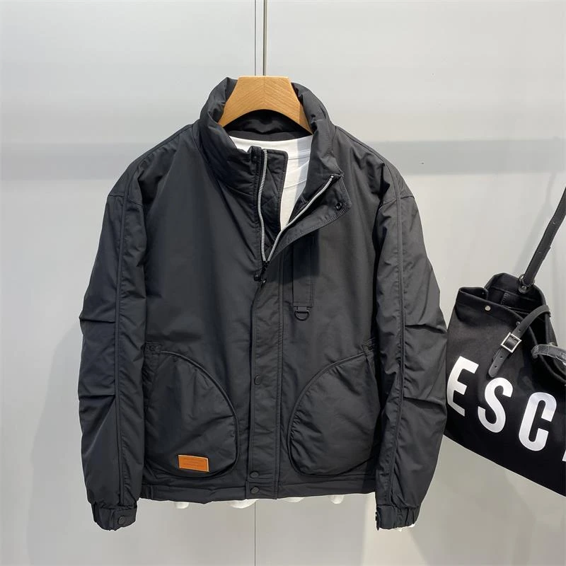 轻薄羽绒服男冬季日系复古潮牌休闲时尚鸭绒工装立领保暖夹克外套