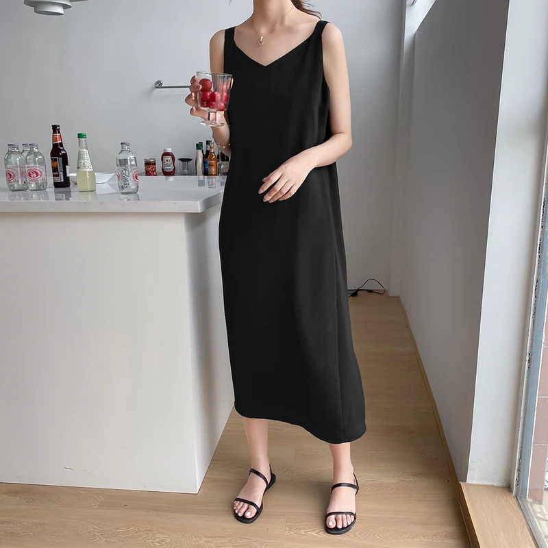 夏季新款高级显瘦长款睡裙女时尚可外穿带胸垫吊带背心家居服睡衣