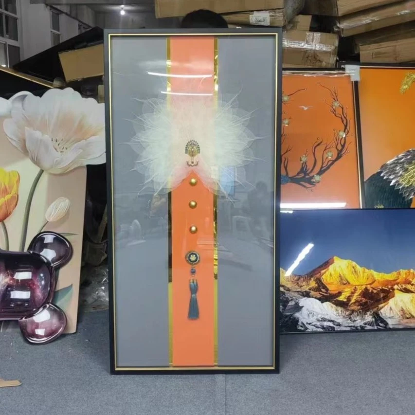 高端菩提手工实物装饰画 大玄关走廊画沙发背景落地画菩提80160