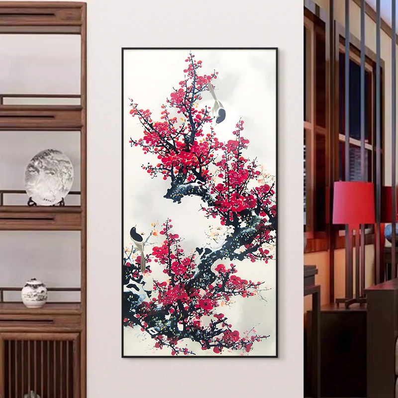 红梅报春中国风装饰画玄关客厅卧室沙发背景墙挂画梅花60120
