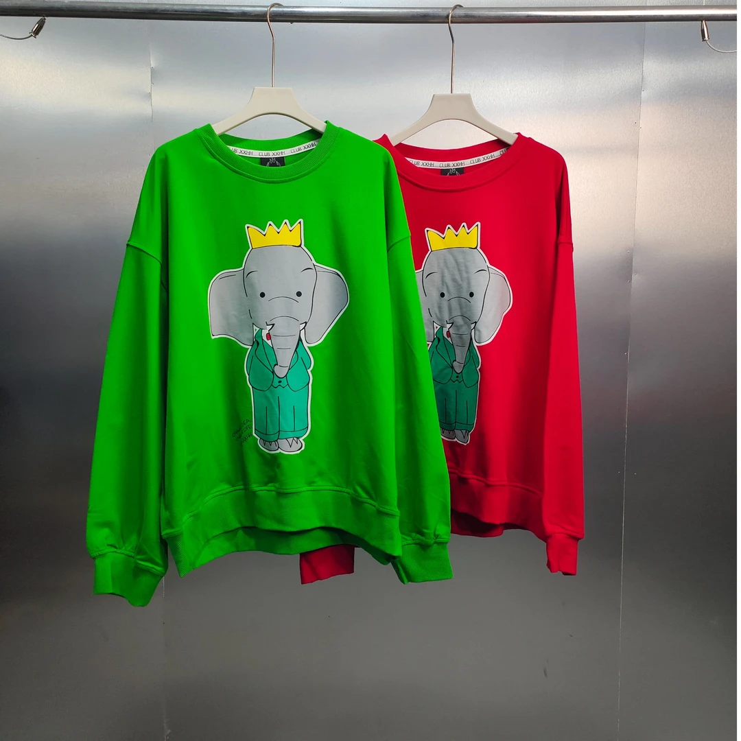 P02-100613-XX春秋季正面大象印花时尚圆领卫衣