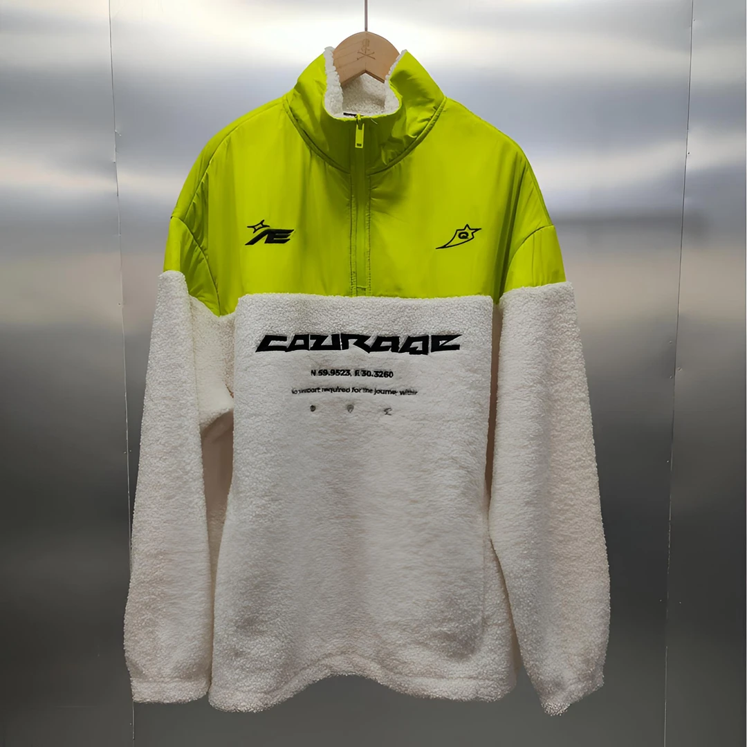 A05-111802-BEF冬款美式潮流宽松撞色半拉链卫衣