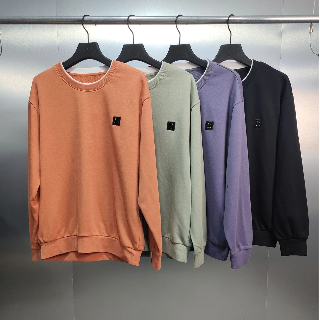 E02-110436-GX春秋款正面毛巾粘小印花圆领假两件卫衣