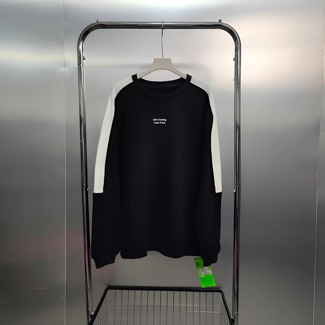 B03-93004-PLA春秋款撞色拼接时尚百搭圆领卫衣