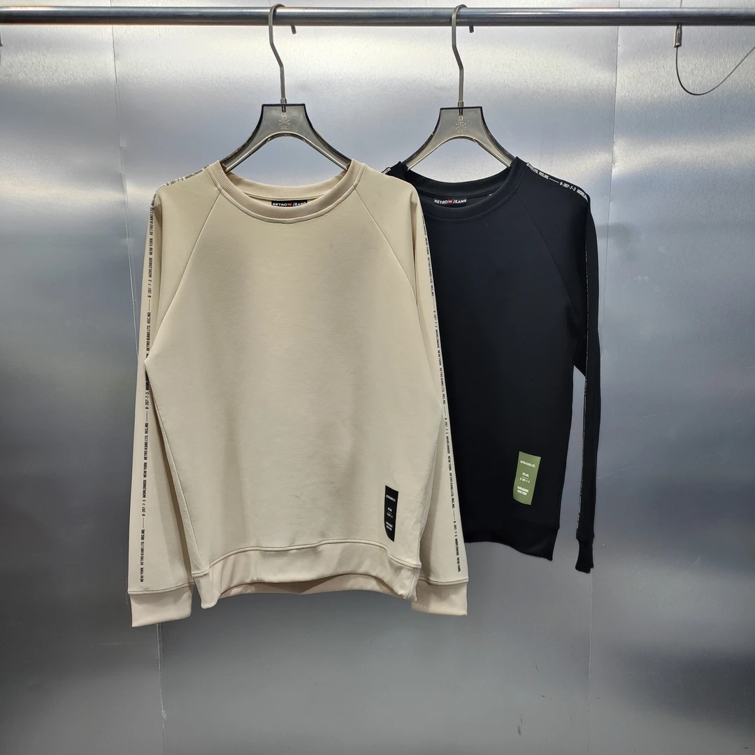 B05-120299-RET春秋款双袖小字母印花百搭经典圆领卫衣