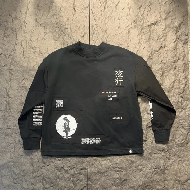 S03-82627-XM春秋季正面夜行刺绣印花潮流时尚卫衣