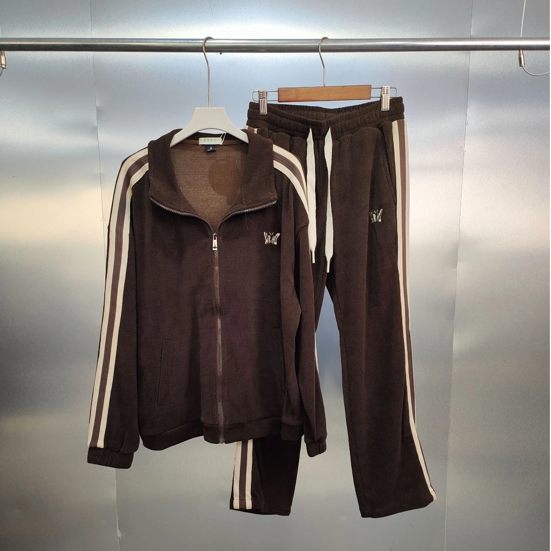 C06-101905-HRH春秋款正面刺绣两侧拼接显瘦开衫卫衣套装