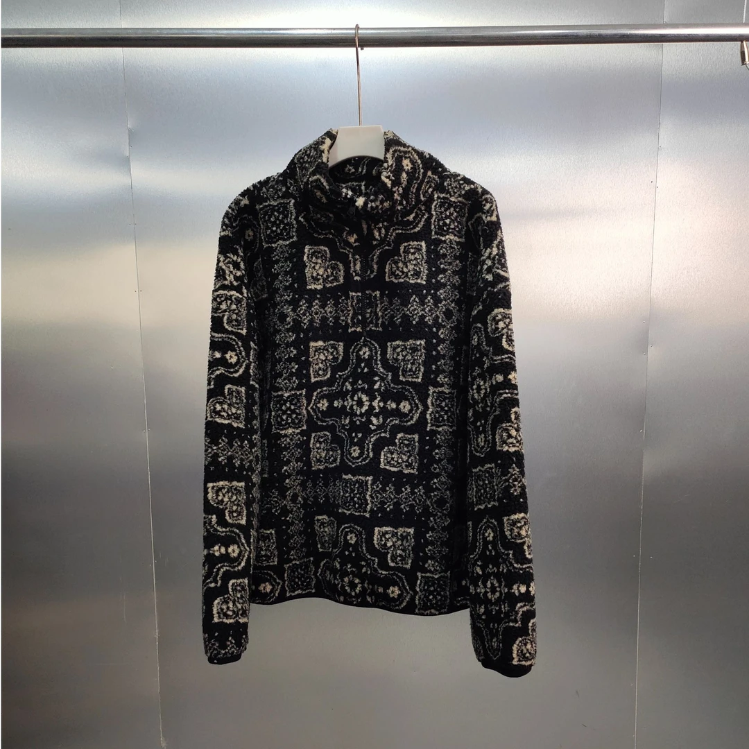 C02-101707-BY冬款时尚设计感满印保暖羊羔绒厚外套