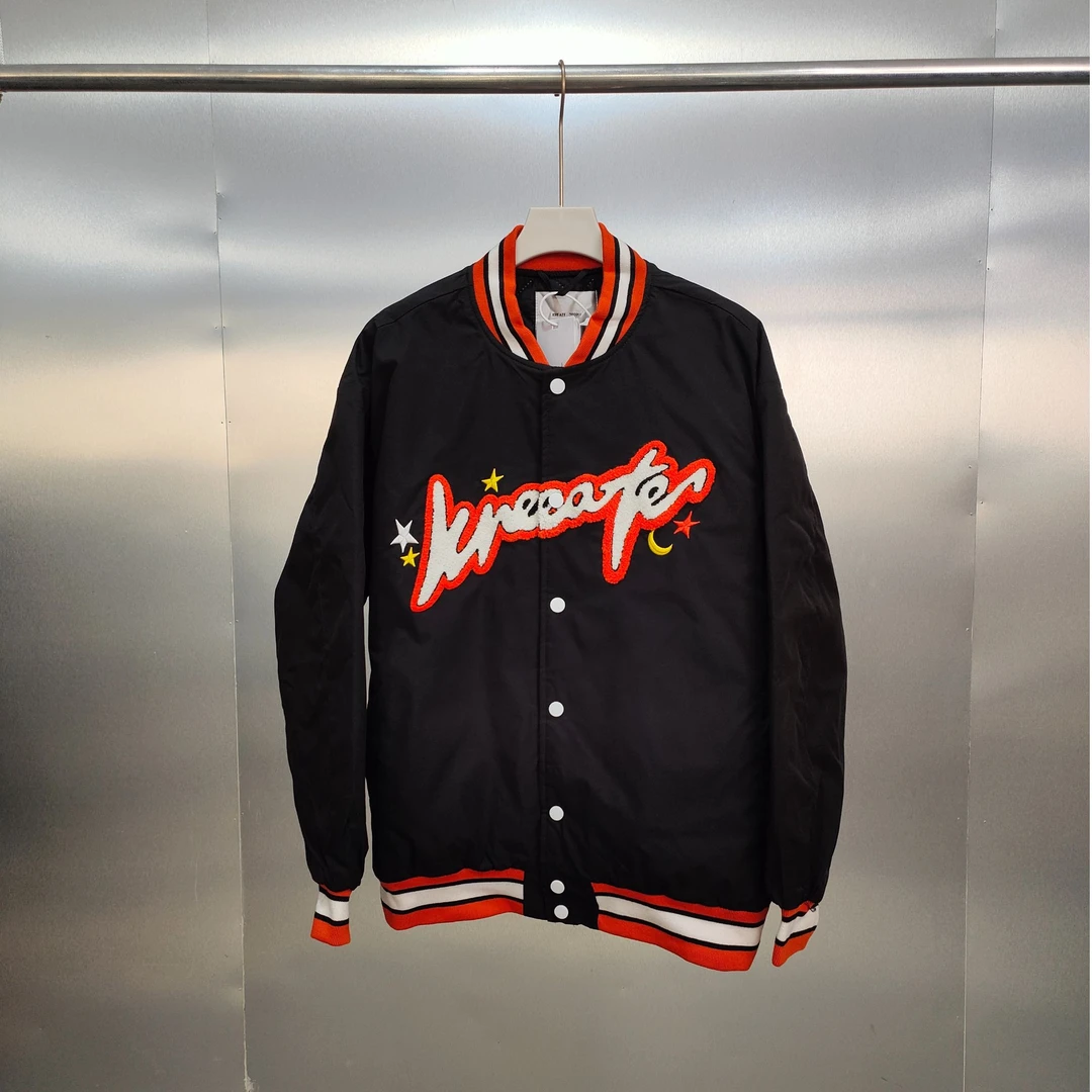 C05-101106-KRE春秋款正面毛巾粘印花时尚潮流加棉厚外套