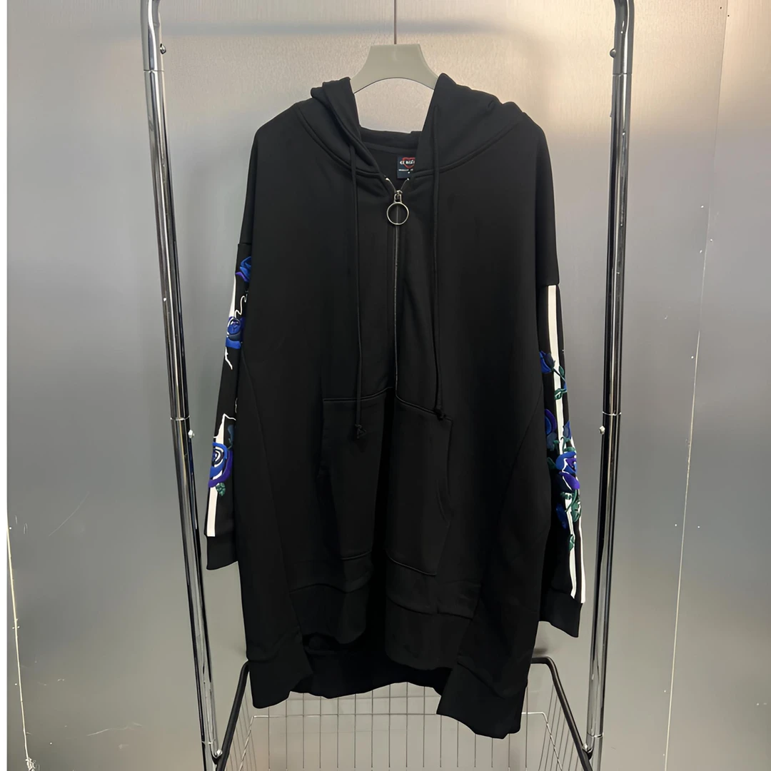 Q04-90641-ECB春秋季（中长款）手臂刺绣印花潮流时尚连帽休闲外套