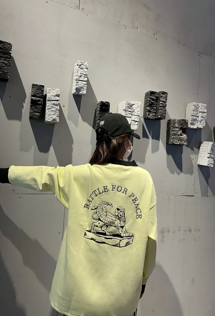 Q01-102413-KUM春秋款背面印花复古潮流休闲Polo领长袖T恤