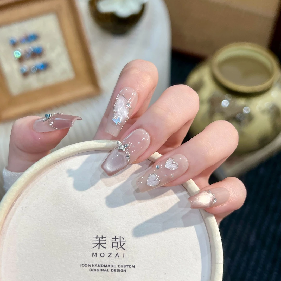 茉哉【蝶之诗】纯手工定制美甲拆卸穿戴甲A2554