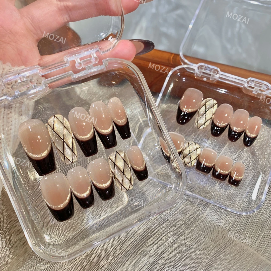 茉哉【黑金永恒】纯手工定制美甲可拆卸穿戴甲A3238