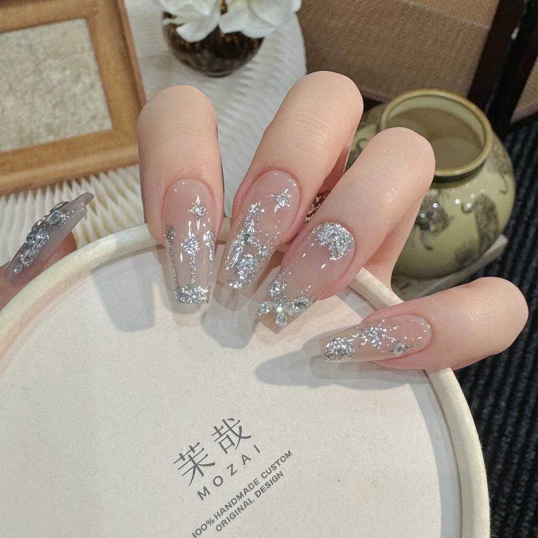 茉哉【冰晶蝴蝶】孤纯手工定制美甲可拆卸穿戴甲A2322