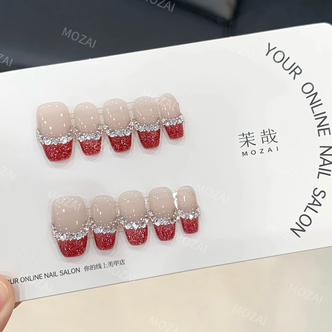 茉哉KK高定【施家全华/玫瑰晶石】孤纯手工定制美甲拆卸穿戴甲A3169