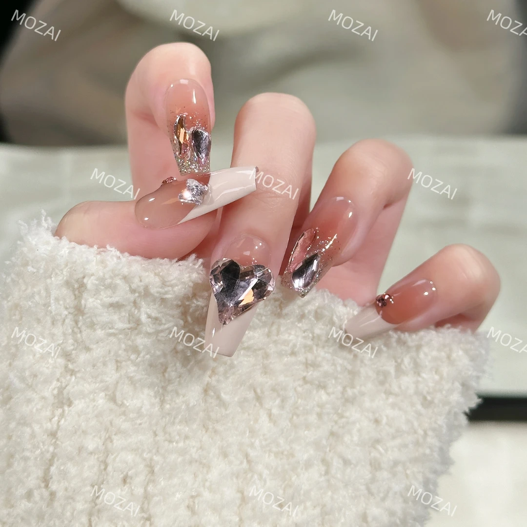 茉哉【粉桃佳人】纯手工定制美甲可拆卸穿戴甲A1936/A1937/A1938