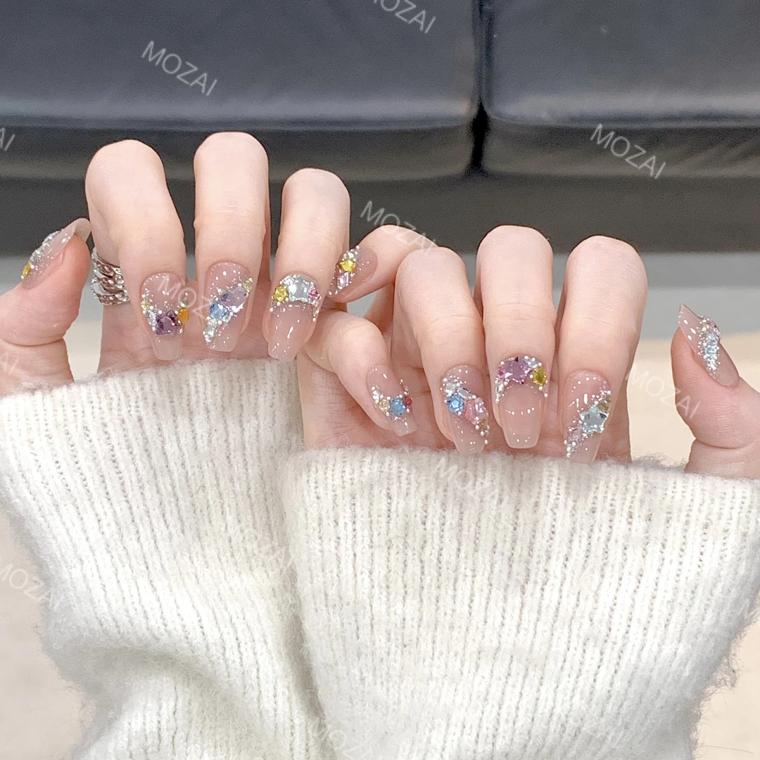 茉哉KK高定【施家全华/晚风流萤】纯手工定制美甲拆卸穿戴甲A3081