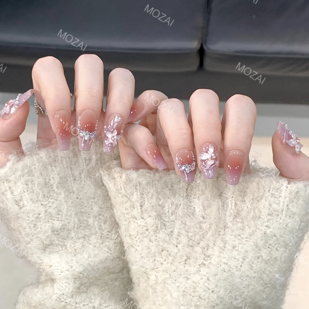 茉哉KK【合欢】纯手工定制美甲可拆卸穿戴甲A3061/A3062/A3063