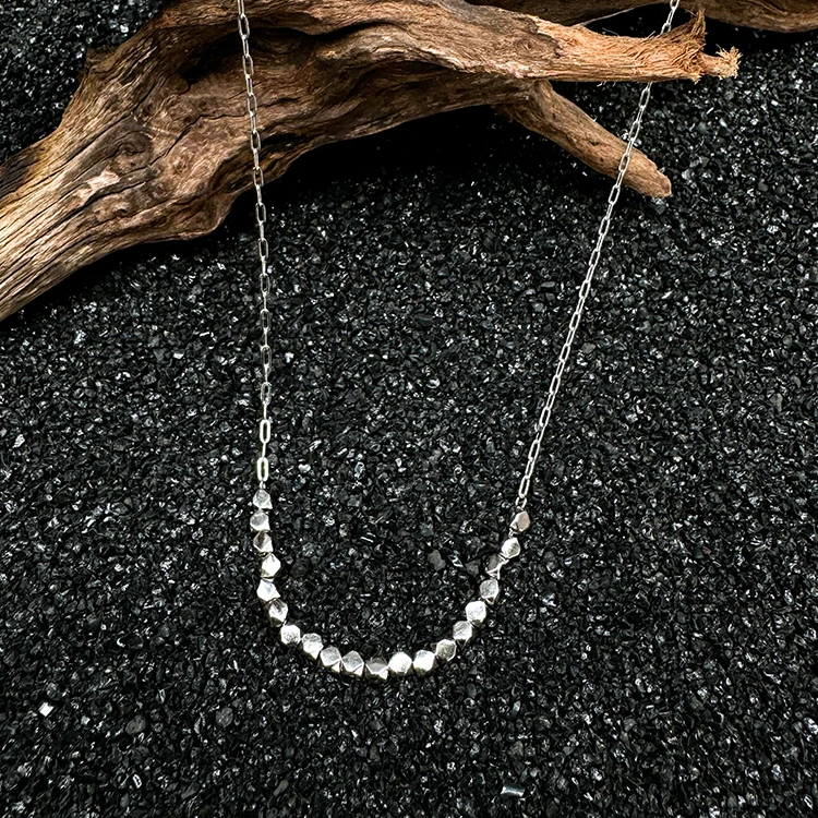 坠链均925银 【十九专属】原创设计新中式时尚轻奢多棱碎银微笑项链