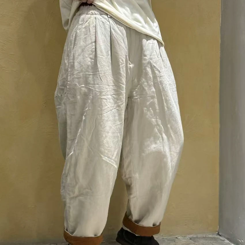 缺一色2024冬季新款百搭复古不撞款加厚棉裤242631