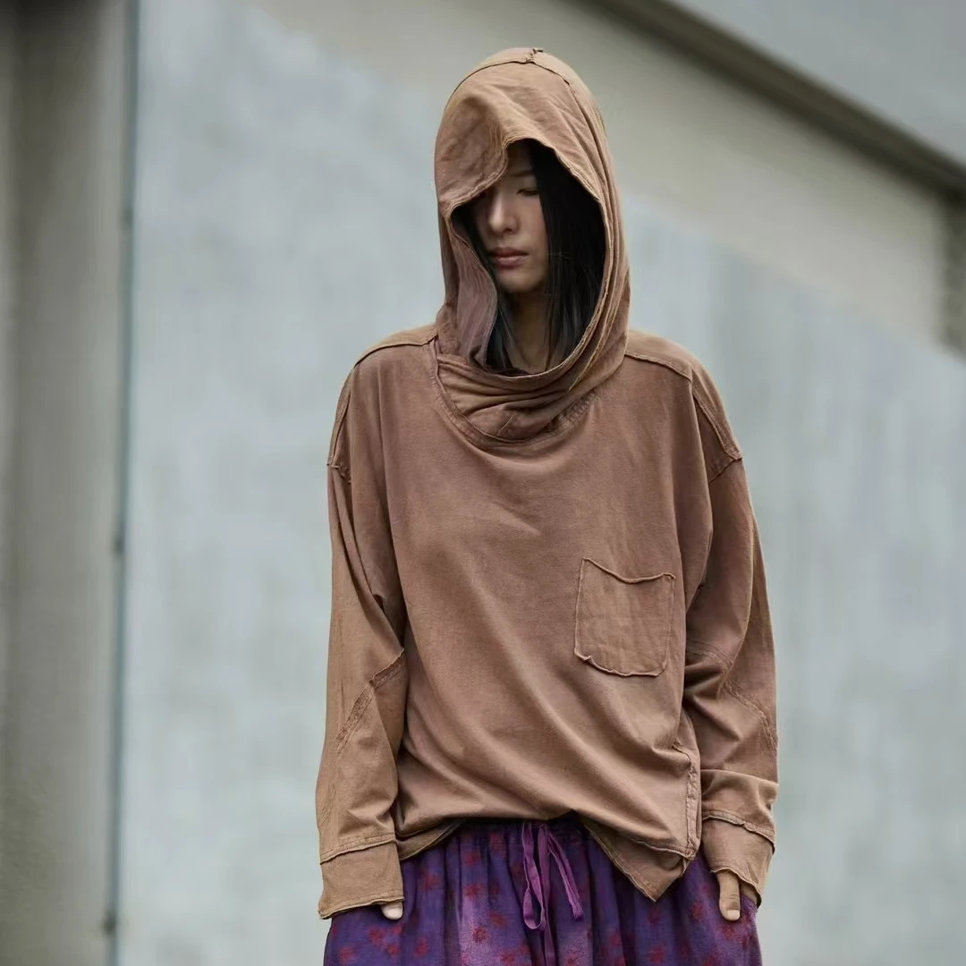 2024秋冬新款休闲百搭宽松纯色长袖运动连帽简约卫衣M-032