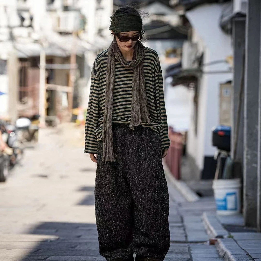 2024秋季新款文艺复古百搭潮流条纹针织衫08336