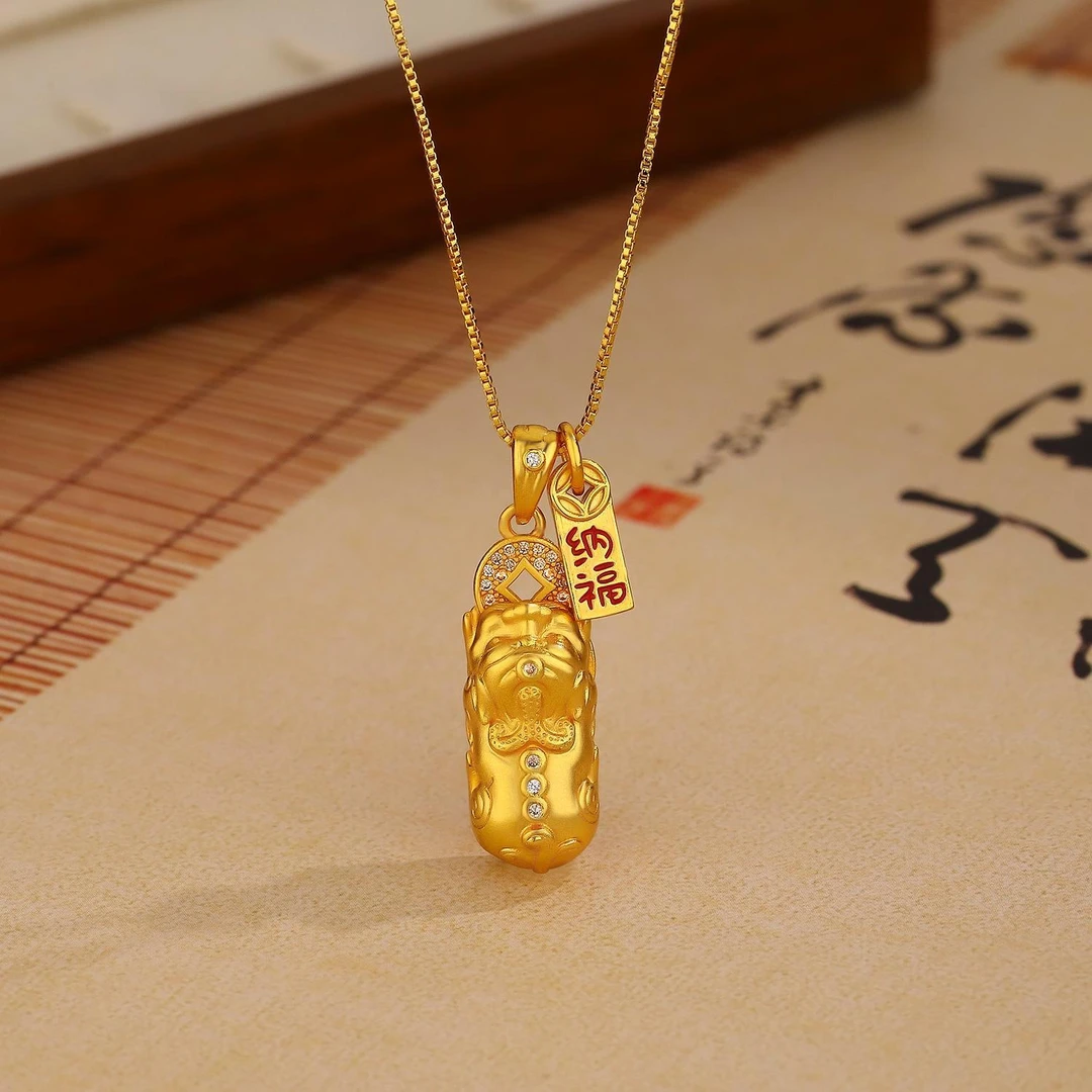 铜合金项链 招财纳福貔貅项链时尚咬钱币设计新款网红锁骨链