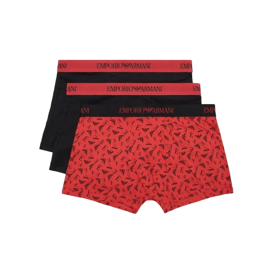 全新未使用 GIORGIO ARMANI/阿玛尼 黑红平角裤111625 3F72230021