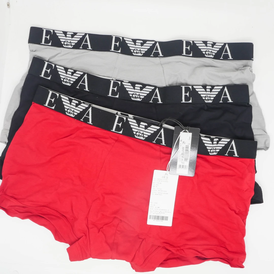 全新未使用 GIORGIO ARMANI/阿玛尼 1113573F71541075黑红平角裤