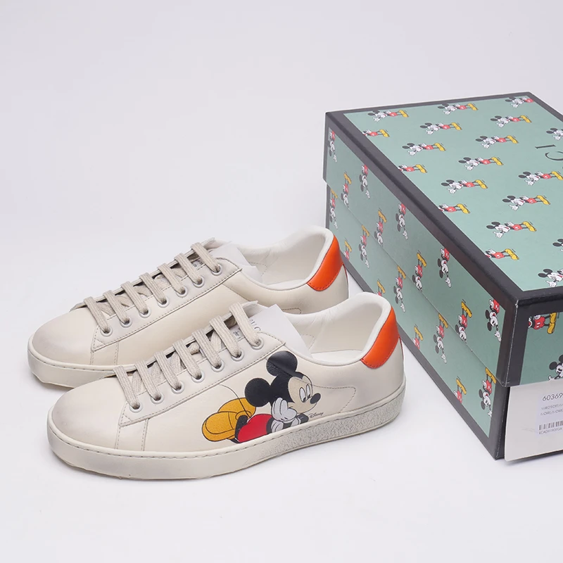 99新 GUCCI/古驰 39.5/40.5/41/41.5/做旧款米老鼠板鞋