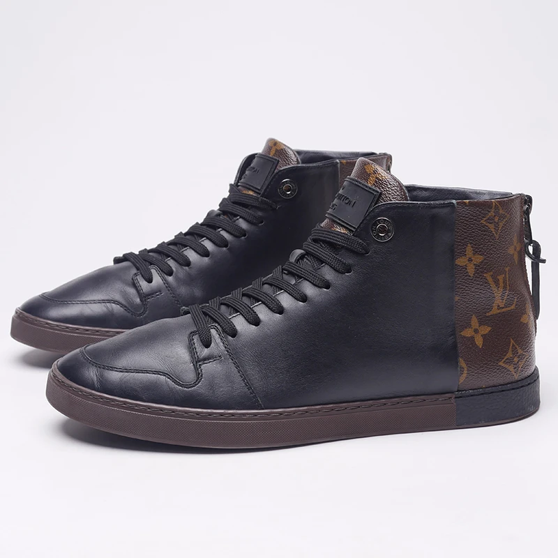 95新 LouisVuitton/路易威登 40.5/42.5/老花拼接高帮板鞋