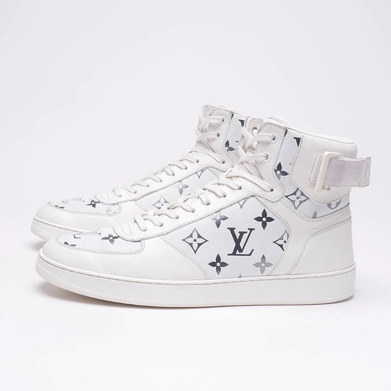 95新 LouisVuitton/路易威登 /41.5码/白色炫彩老花高帮板鞋