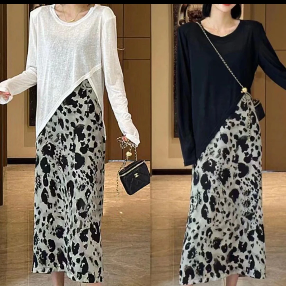 豹纹半身裙女气质春夏设计感小众印花高腰包臀裙女