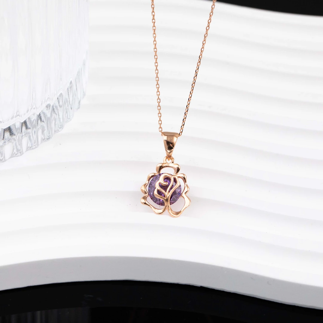 925银银制品 s925银时尚气质百搭设计款花花项链1【颜色随机12.23】