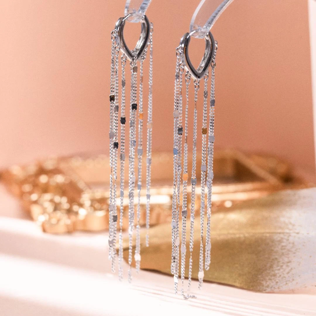 格格银楼 925银耳饰 多款耳线A1轻奢小众气质设计感礼物韩版简约
