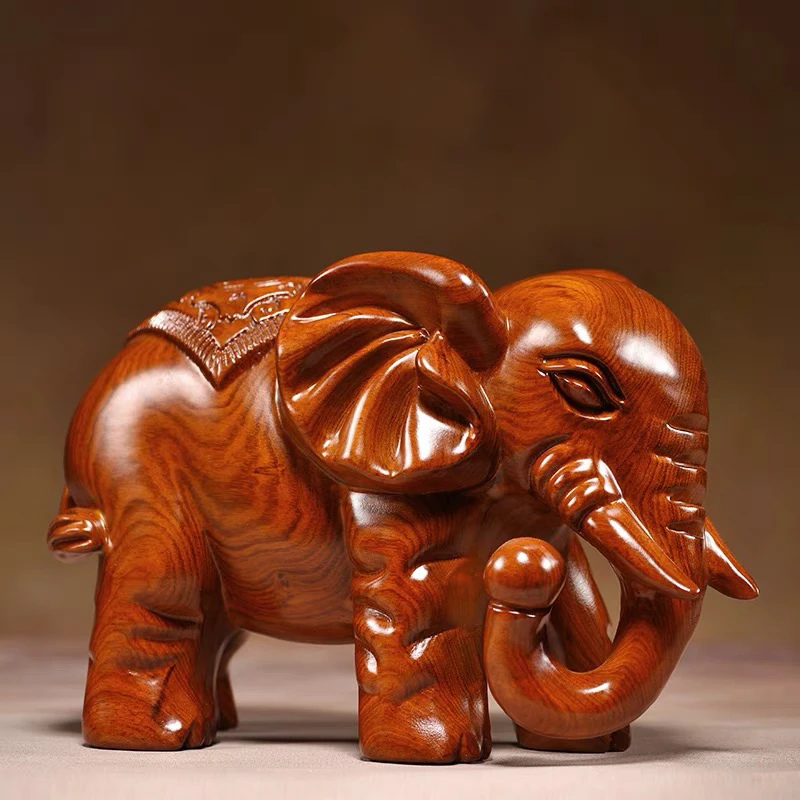 黄花梨木雕黑檀木实心实木吉祥大象摆件家居客厅装饰工艺品家摆件