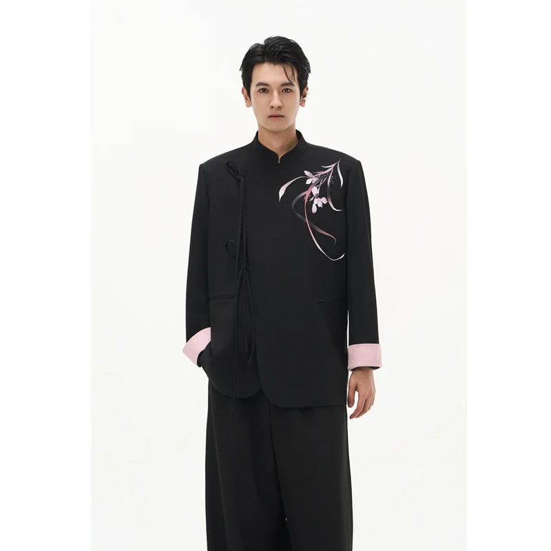 DIBINSAI「幽兰物语」新中式男士国风西装立领兰花休闲西服男女同款